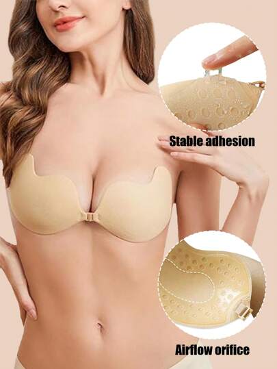 2 piezas Almohadillas sujetador de silicona multicolor en forma de mango para levantar el busto de mujer, transpirables, invisibles y sin costuras para usar a diario