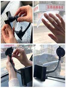 Long Windshield Car Phone Holder With Suction Cup & Adjustable Soft Tube Mount For Navigation - Black - View 6