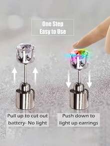 2 件多色耳环派对闪亮耳环，LED 发光耳环，明亮时尚的耳环，中性时尚配饰，适合日常活动、万圣节派对、夜间郊游、节日、周年纪念装饰礼物，（含电池）