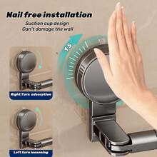 Suction Cup Towel Bar, Retractable Suction Cup Towel Bar,Rotating Corner Towel Rack Shoe Rack Hole-Freebathroom Storage Rack Luxury,Suitable For Bathroom And Kitchen - 黑色 - 查看 4