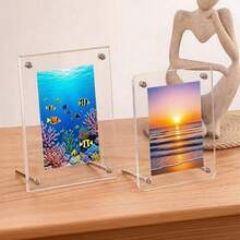 1 件 5 英寸/6 英寸/7 英寸/8 英寸/10 英寸/A5/A4 相框（使用前请撕掉保护膜）亚克力相框证书营海报展示架框架矩形纸架桌面装饰 - 無色 - 查看 3