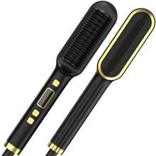 Brosse lissante, lisse mieux les cheveux que les produits normaux, convient à tous les types de cheveux, conception de peigne anti-brûlure, peigne à cheveux chauds pour des cheveux lisses sans frisottis - brosse fer à lisser en céramique, écran LCD, température réglable, utilisation mouillée et sèche, cadeau parfait pour les femmes