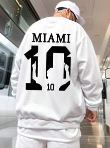 Men's New Spring/Autumn Casual Sports Sweatshirt, MIAMI10 Graphic Print, Suitable For Outings, Friends, Team Bullfighting Wear, Outdoor Travel, Sports Hoodies For Daily Casual Wear, Gym Workout, Sports Clothing, Lightweight Sporty Pullover, Comfortable Athletic Hiking Fishing Versatile Short Sleeve Hoodie