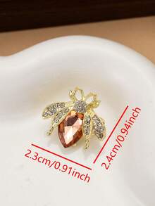 1pc Bee Shape Crystal Brooch For Women, Personalized Insignia & Elegant Suit Accessory Dress Accessories Pin For Clothes Bag Charm Backpack For School - Gold - View 3