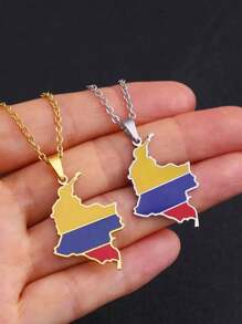 1 pieza Collar colgante de acero inoxidable con gota de aceite para mujer, diseño geométrico vintage para parejas, adecuado para ocasiones casuales, minimalista y elegante