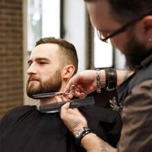 4 件套染发披肩套装（防水加厚/不粘）+ 理发剪刀套装，沙龙和家庭使用，不锈钢，适用于宠物和成人，易于使用，返校、旅行度假必备品，女士发饰