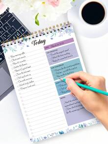 BUBU 1本螺旋装订每日计划笔记本 - 无日期目标规划本，带小时日程表，可撕页，文具办公及学习用品，返校必备 - 彩色 - 查看 3