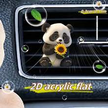 Decoración de clip para rejilla de ventilación de coche con girasol plano 2D - Clip de rejilla de acrílico con almohadilla de fragancia comprimida, se ajusta a la mayoría de los vehículos, accesorio interior de coche, ambientador, idea de regalo creativa, decoración de vehículo | Diseño de girasol | Diseño detallado, plano 2D - Unitalla - Ver 3