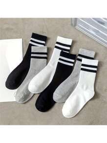 6 par skarpetek damskich w paski, casualowe, oddychające, odprowadzające wilgoć, średniej grubości, rurkowe, do ćwiczeń, 2/6/20/30/40/60 szt.