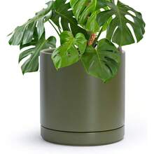 SEDGSRTGD 3.5 Inch Ceramic Planter Pot With Drainage Hole And Saucer, Indoor Cylinder Round Planter Pot, White, 94-O-A-1