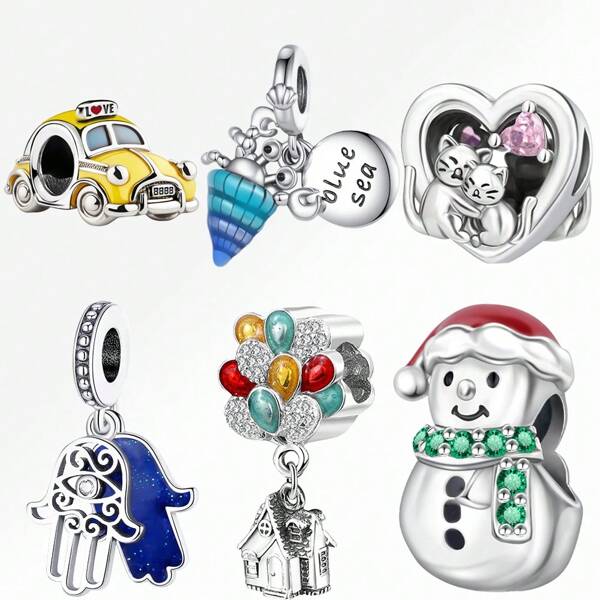 1 Pc Fashion Car Balloon Palm Cat Angle Charm Silver Plated Fit Bracelet Necklace DIY Holiday Gift