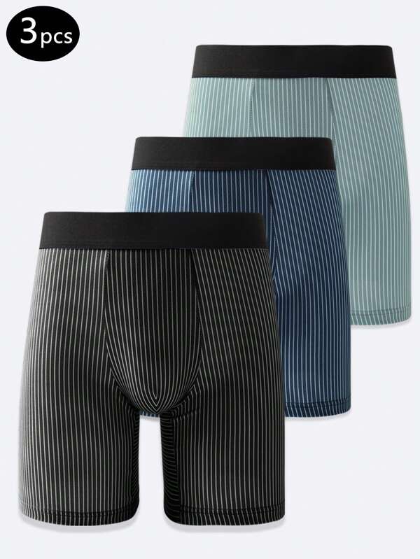 3 pièces Boxers pour hommes, élastiques, doux et confortables avec longueur supplémentaire. Convient pour la boxe, l'entraînement, la remise en forme. Short de compression stretch à séchage rapide de 12,7 cm pour la course