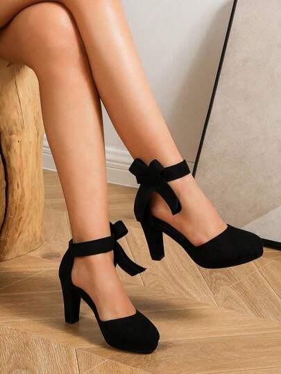 Women's Black Round Toe Elegant Fashion Thin Heel High Heels, Comfortable Daily Simple Casual Party Sexy Versatile Pumps