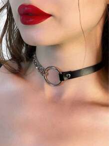 1 Stück Punk Goth Rock Stil PU Leder Choker Halskette, Gothic Kragen Halskette Accessoire