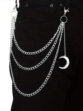 1 件月亮吊坠牛仔裤链朋克链男士原宿哥特珠宝哥特摇滚 emo 配饰秋冬配饰万圣节服装，适合青少年、青年、男士、休闲、户外、运动、度假、毕业礼物、生日、日常穿着
