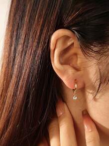 1 Pair Cubic Zirconia Dangle Earrings, Luxurious Daily Decor & Party Wear, Gift For Holidays