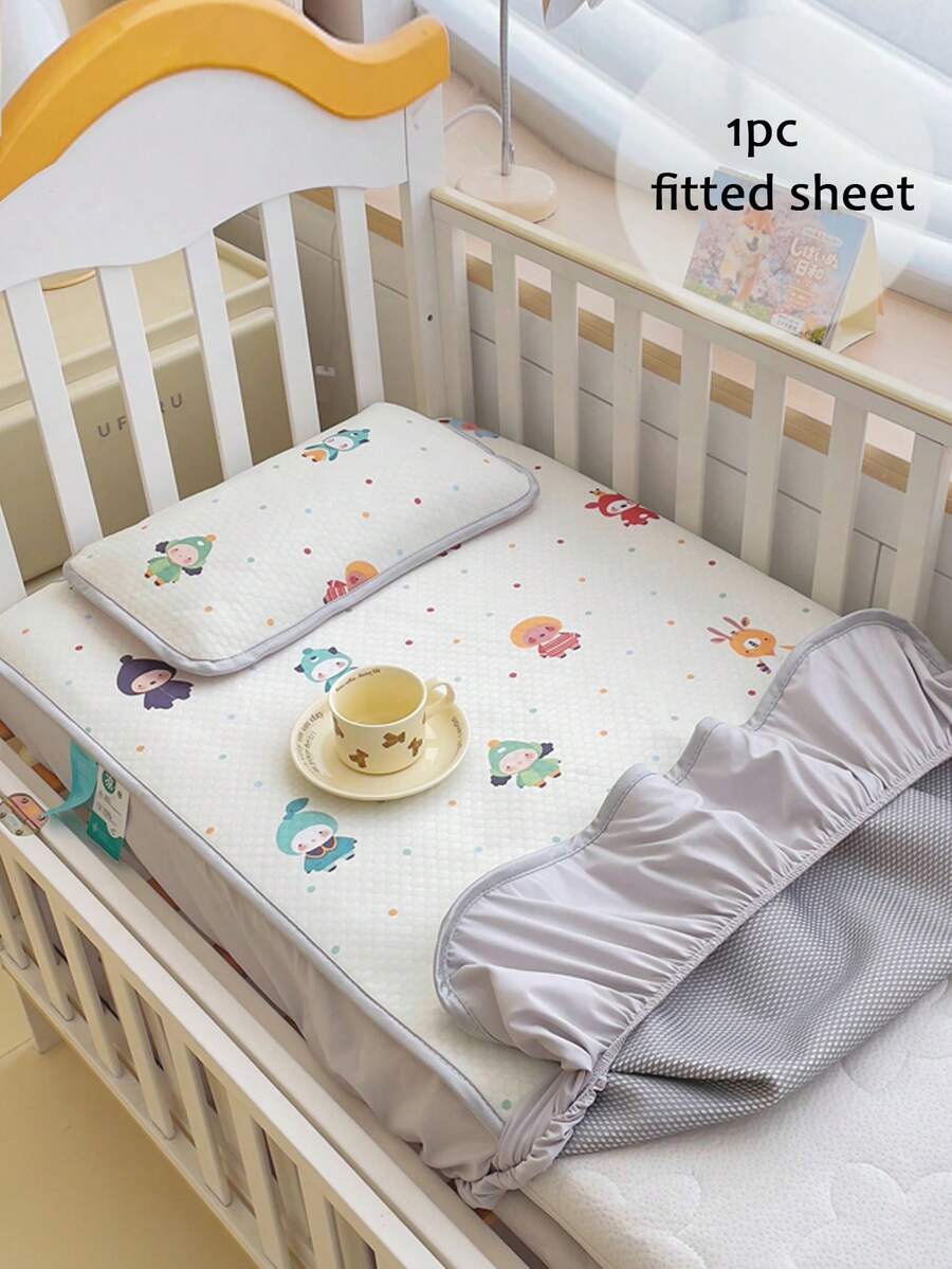 1pc Cartoon Animal Pattern Cooling Beaded Fitted Sheet, 360 Degree Full Coverage Mattress Protector, Suitable For Nursery, Kids Room, Baby Crib, Multiple Sizes And Patterns Available, Suitable For Spring/Summer (No Pillowcase Included) - Multicolor - View 1