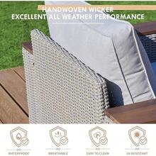 Rattan Wicker Patio Furniture Set With Washable Cushions, Durable Outdoor Sectional Sofa For Lawn, Backyard, And Garden Relaxation, Beige - 88"+63" - 查看 5