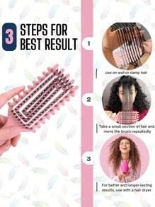 Cepillo definidor de rizos para cabello rizado, cepillo de estilo de rizos con volumen con diseño de ranura de borde, desenredador moldeador de rizos para rizos rebotones, control del frizz y definición de ondas, cepillo para cabello rizado para mujeres, herramienta para el cabello para uso húmedo o seco, ideal para uso diario o viajes, de vuelta a la escuela, artículos esenciales para viajes, accesorios para el cabello para mujeres