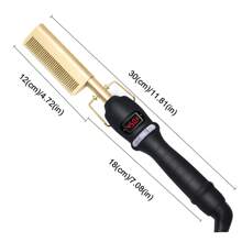 UKLISS Fer à friser et à lisser 2-en-1, peigne en cuivre avec fonction de frisage et de lissage, brosse lissante électrique