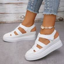 Summer New Thick-Soled Sandals Closed-Toe Hollow Breathable Women's Sandals Export Large Size Platform Thick-Soled  Sandals - 白色 - 查看 8