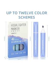 4pcs A Set Morandi Color Highlighter Marker Pens Set Gradient Colors Brush Tip For Drawing Painting Office School - one-size - View 7