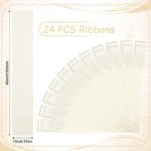 QY 24 Pcs Wedding Bows Aisle Decorations Satin Bows For Chairs Decorative Ribbons Sashes For Pew Back Elegant Ceremony Ribbons For Wedding Background Aisle Decor Ivory White  1439 - IvoryWhite - View 2