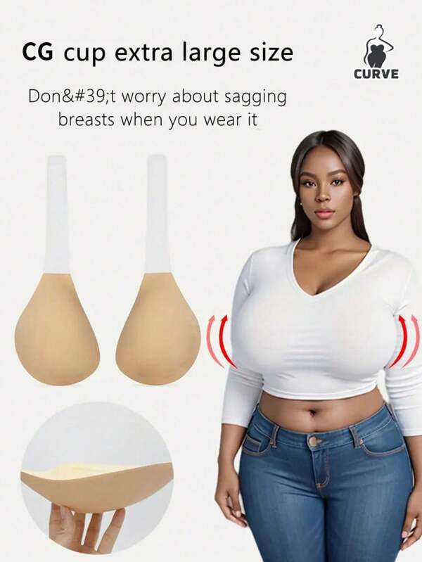 Plus-size zelfklevende bh met push-up en liftend effect, geschikt voor grote borsten