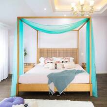White Canopy Bed Scarf For Queen & Full Bed, Luxury Queen Canopy Bed Curtains, White Canopy Bed Drapes, Four Post Bed Canopy Drapes, Sheer Bed Canopy Scarf 1 PC 52X228 Bed Tulle Canopy - Turquoise - View 1