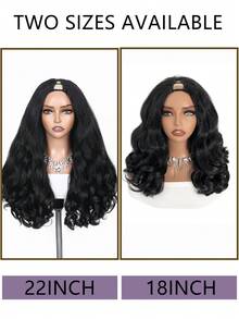 DUOZIMEI 22 Inch Natural Black Afro Curly U/V Part Synthetic Wig, Fluffy Curly, Synthetic Fluffy Straight Hair, No Glue, Women Half Head Wig Without Clips - Multicolor - View 4