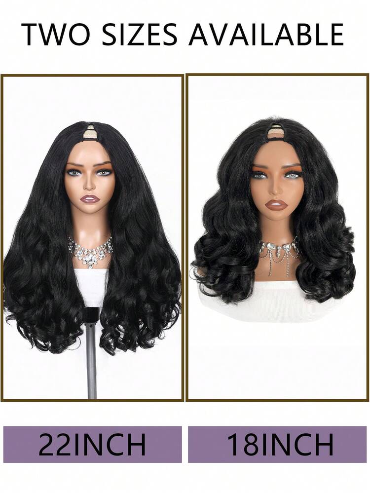 DUOZIMEI Perruque synthétique frisée afro naturelle noire de 22 pouces, avec partie en U/V, cheveux bouclés volumineux, sans colle, perruque mi-tête pour femmes sans clips - Multicolore - Voir 3