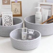 Panier de rangement de bureau tressé de style INS, boîte de rangement artisanale, cadeau créatif de forme ronde