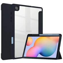 3 Fold Acrylic Smart Sleep Case For Tablet S6 Lite A9+ S7 S8 S9 FE S10 With Pen Slot - 黑色 - 查看 2