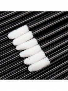 50/100/500 件一次性唇刷黑色微型唇刷睫毛清洁棉签迷你化妆工具 - 黑色 - 查看 4