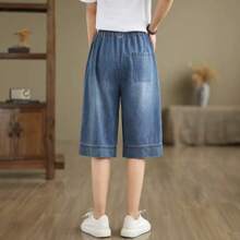 Jeans casuales de mujer, simples y generosos, versátiles y prácticos, adecuados para el ocio diario de verano, compras, citas, jeans de cinco cuartos de mujer atractivos