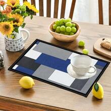 4/6 Stücke Set rote, graue, schwarze, weiße geometrische quadratische lebendige moderne kreative Tischsets - hochwertiges Leinenmaterial, leicht zu reinigen, geeignet für Küche, Esszimmer Dekoration, Feiertags-Tischdekoration, Heimdekoration - Rot - Übersicht 43