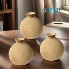 3pcs/Set Mosaic Wood Mini Vase, DIY Wood Vase Crafts, Blank Small Vase For Handmade, Vase Bottom Material