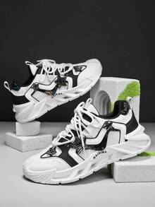 男士时尚休闲厚底运动鞋，增高，耐用防滑透气舒适轻便圆头系带，适合所有季节，青年学生校园百搭简约时尚户外通勤旅行散步跑步个性街头风格运动鞋