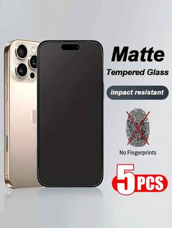 5 Adet Mat Temperli Cam Ekran Koruyucu 16/15/14/13/12/11/16 Pro Max/15 Pro Max/Plus/Mini/X/XS/XR/XS Max ile Uyumlu [Parlama Önleyici] [Parlama Önleyici] [Parmak İzi Önleyici] [İpek Kadar Pürüzsüz]