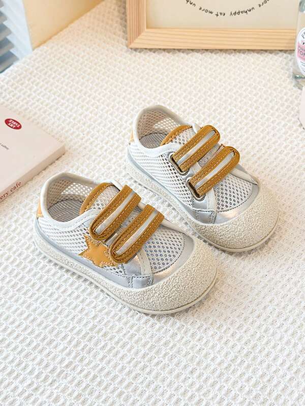 1 Pair Contrasting Color Solid Minimalist Star Pattern Flat Shoes, Cute For Girls & Boys