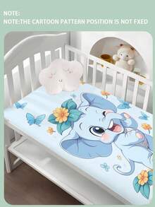 1PC Customized 110g Polyester Single Bed Sheet Q Cute Cartoon Elephant Baby, Customized Name Digital Printing, Polyester Fabric, Non Slip Bed Cover Single Piece, Easy To Clean Suitable For Boys And Girls In Children'S Rooms - Multicolor - View 3