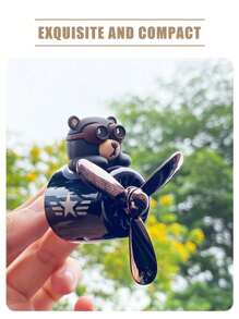 无香水DIY香薰旋转汽车饰品出风口夹空气清新剂风力旋转螺旋桨酷炫趣味飞行员卡通熊狗哈士奇汽车空调飞机飞机装饰汽车仪表盘风扇香薰吊坠风车出风口内饰配件男士装饰品香味清新气味