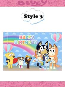 Bluey Cartoon House Photography Background  Dog Outdoor Background Party Decoration Perfect Birthday Party Photo Booth Banner Background Studio Prop, Indoor/Outdoor Decoration, Blue Dog Cartoon Party Banner, Multi-Functional Use