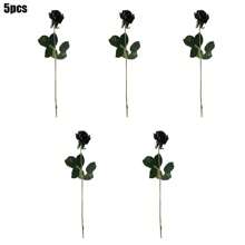 1/3/5 Peças Flor Artificial Negra de Rosa Falsa de Halloween com Haste Longa, Rosa Artificial de Látex à Mão, Buquê de Casamento, Decoração de Mesa de Jantar, Decoração Interna, Rosa de Seda Artificial