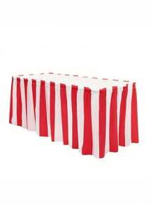 168-Inch Carnival Theme Party Decorations, Carnival Table Skirts Red And White Striped Tablecloth, Red White Striped Pennant Banner Circus Carnival Bunting Banner For Carnival Circus Decor, Suitable For Christmas Party