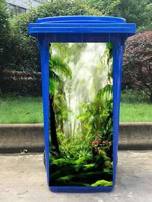 3D 夏日海滨，神秘森林印花垃圾桶贴纸防水 PVC 户外垃圾桶垃圾桶海报可撕可贴 4 种尺寸 - 彩色 - 查看 8