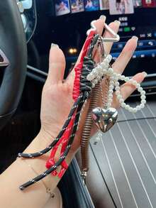 Yogodlns 卡哇伊 1 件时尚风格甜美酷炫仿珍珠绳结五角星吊坠钥匙扣钥匙圈包饰，适合日常佩戴生日礼物创意钥匙扣 DIY 包包吊坠可爱配饰礼品创意 - 彩色 - 查看 5