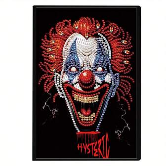 1 stuk 5D DIY Diamond Painting notitieboek met speciale vorm, imitatieleren omslag met clownspatroon, Diamond Art schilderset, A5 mozaïek dagboek schetsboek, unieke handgemaakte kerst Halloween cadeauset, vakantie Diamond Painting set