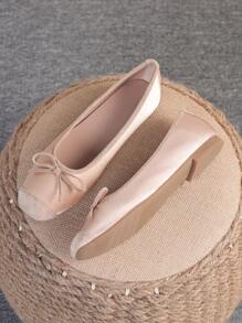 Bailarinas para mujer, zapatos planos de punta cuadrada con suela blanda, zapatos planos versátiles con lazo, mocasines planos color champán, tallas 35-43 (corre un número talla grande grande)