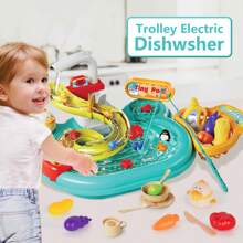 Game Play Sink With Tap Water, Three In One Children's Kitchen Toy, Water Basin, Fishing Set, Track, Pretend To Play Kitchen Cleaning Set Children's Water Toy, Play House Children's Toy, Suitable For Outdoor And Indoor Use, Gift Box Packaging, Birthday Gifts, Children's Gifts,Birthday Gifts,Color Box Packaging (20/22/25PCS For Choose)